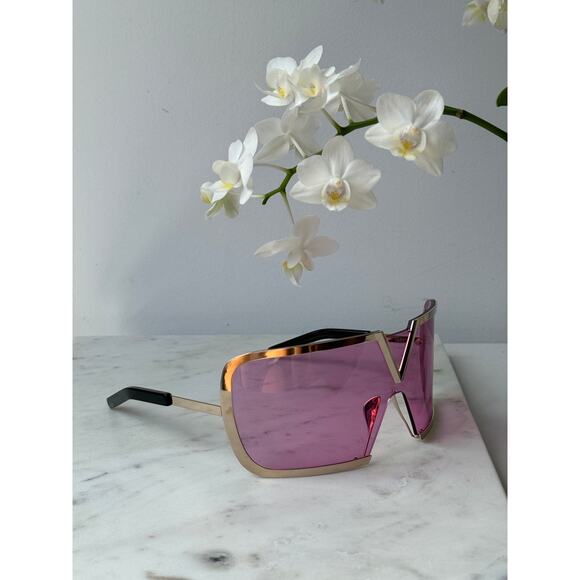 NEW Valentino Romask Gold Pink Mask Sunglasses $950 - Picture 5 of 9